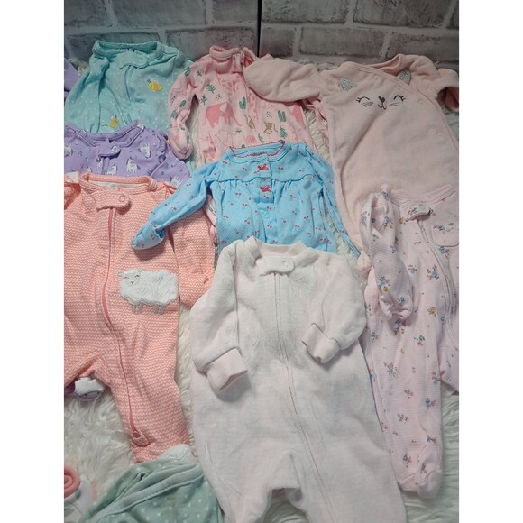 Used 12pcs baby girl clothes NB lot Long Sleeve One Piece OUTFIT multicolor - Picture 4 of 11